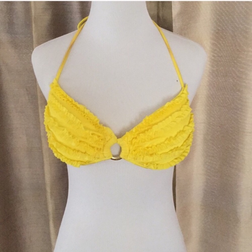 Victoria’s Secret yellow ruffle padded swim top_3